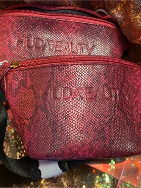 Huda Beauty Pink Python Fanny Pack Belt Bag Get Wild Set of 2 NWT Bundle